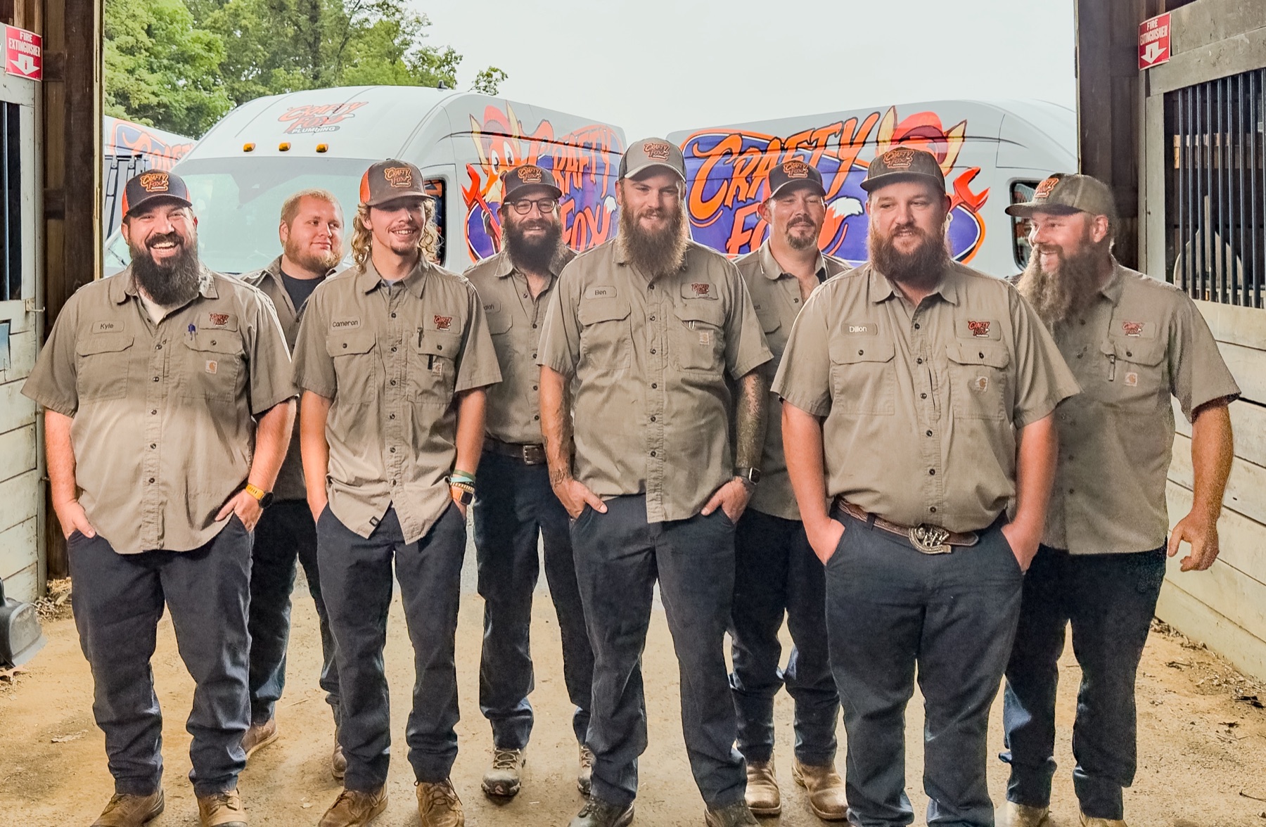 Crafty Fox Plumbing technicians together at headquarters